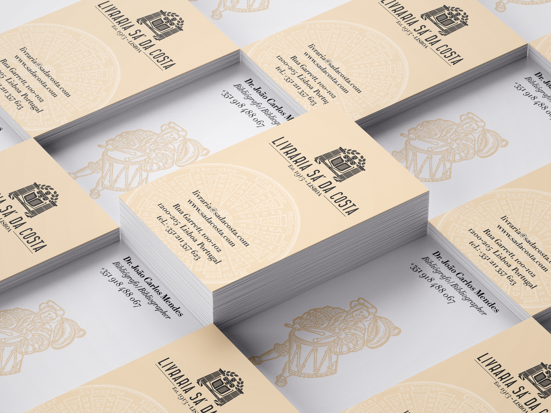 sá da costa rare bookstore business card design by avantia.design